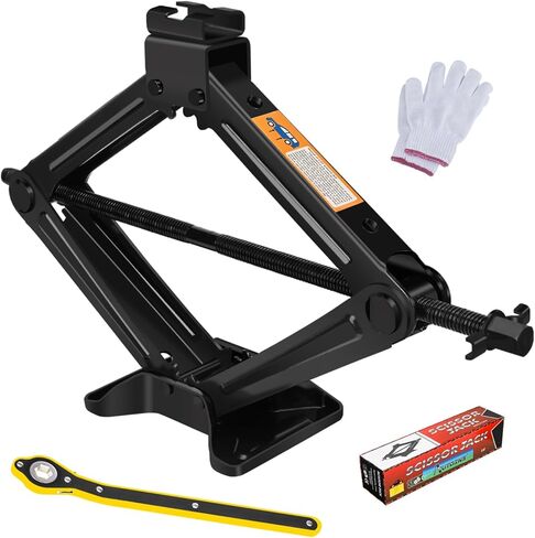 جاك مقص للسيارة - 3T (6614 رطل) طقم جاك السيارة مع تصميم حلزوني مزدوج الأسنان مطور، يتضمن مفتاح ربط بسقاطة، جاك للسيارة/SUV/MPV in Kuwait