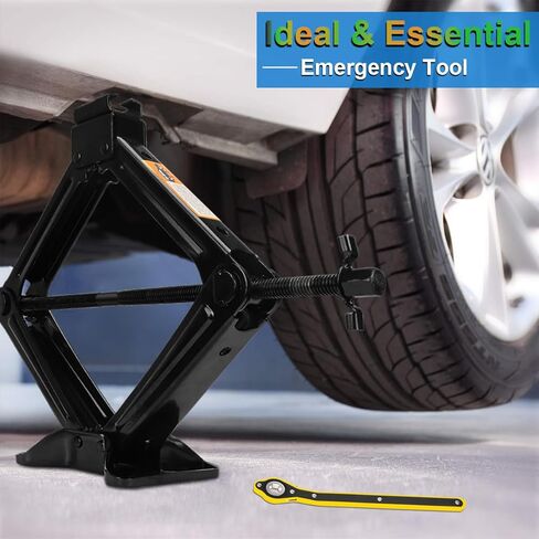 جاك مقص للسيارة - 3T (6614 رطل) طقم جاك السيارة مع تصميم حلزوني مزدوج الأسنان مطور، يتضمن مفتاح ربط بسقاطة، جاك للسيارة/SUV/MPV in Kuwait