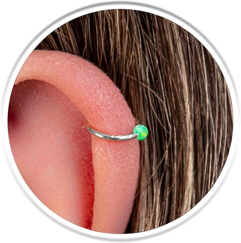 Hammered 925 Silver Helix Ring Hoop 20 Gauge - Hypoallergenic Cartilage Piercing Ring - Handmade Ear Jewelry in Kuwait