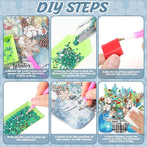 Chitidr 6 قطع عيد الميلاد الماس اللوحة شنقا مجموعة جنوم الماس مجموعات الفن DIY الكريستال الطلاء الفنون والحرف مجموعة 5D DIY عيد الميلاد الحلي مجموعات لفصل الشتاء جدار الباب نافذة الديكور (لطيف) in Kuwait
