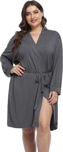 رداء حمام نسائي ناعم بمقاس كبير من نسيج مودال للحوامل، رداء كيمونو قصير، ملابس نوم خفيفة الوزن in Kuwait