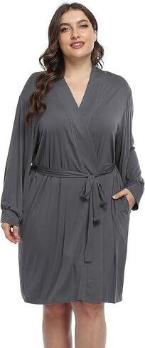 رداء حمام نسائي ناعم بمقاس كبير من نسيج مودال للحوامل، رداء كيمونو قصير، ملابس نوم خفيفة الوزن in Kuwait