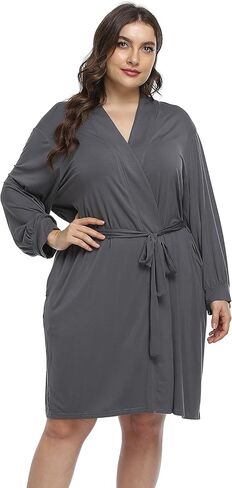 رداء حمام نسائي ناعم بمقاس كبير من نسيج مودال للحوامل، رداء كيمونو قصير، ملابس نوم خفيفة الوزن in Kuwait