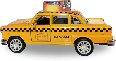 12 حزمة: سيارة تاكسي NYC موديل الخمسينيات من طراز Diecast، 5 بوصات سحب صفراء كلاسيكية ذات مربعات لعبة معدنية مصبوبة in Saudi Arabia