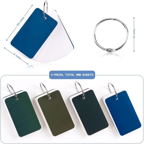 400 قطعة من بطاقات الفلاش الفارغة، وبطاقات الفهرسة مع حلقة مجلدة، وبطاقات الدراسة، وبطاقات الملاحظات، وبطاقات العمل للإشارة المرجعية للمدرسة، وبطاقات وصفات الذاكرة، وبطاقات الألعاب (2 × 3.5 بوصة) in Kuwait