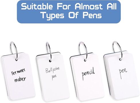 400 قطعة من بطاقات الفلاش الفارغة، وبطاقات الفهرسة مع حلقة مجلدة، وبطاقات الدراسة، وبطاقات الملاحظات، وبطاقات العمل للإشارة المرجعية للمدرسة، وبطاقات وصفات الذاكرة، وبطاقات الألعاب (2 × 3.5 بوصة) in Kuwait