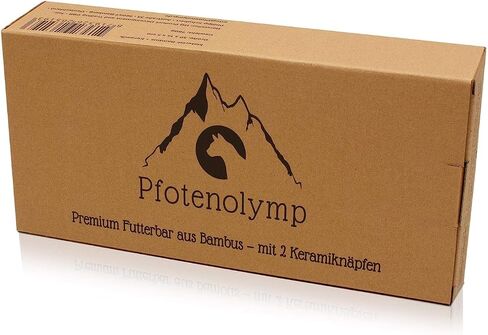 Pfotenolymp® 2X أوعية طعام للقطط لمحطة التغذية مصنوعة من الخيزران - وعاء قطط من السيراميك - وعاء قطط - أوعية تغذية قطط - وعاء طعام داخلي للحيوانات الأليفة in Saudi Arabia