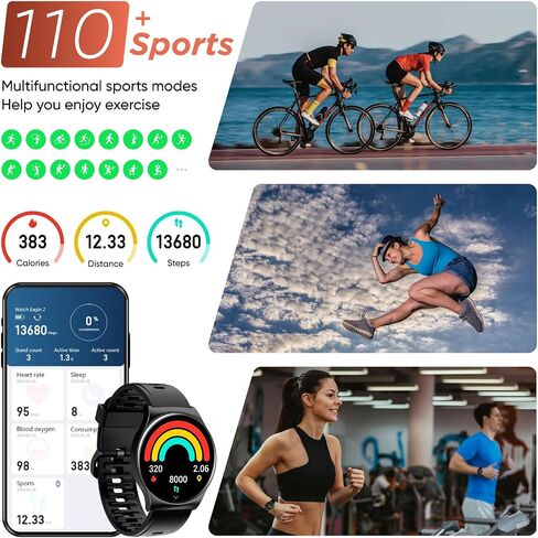 BENIO Smart Watch (Answer/Make Call), 1.43" AMOLED Display, IP68 Waterproof Fitness Trackers, 24/7 Heart Rate, Blood Oxygen Monitor, Sleep Monitor, 110+ Exercise Modes, Compatible with Android & iOS in Kuwait