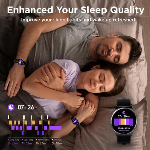 BENIO Smart Watch (Answer/Make Call), 1.43" AMOLED Display, IP68 Waterproof Fitness Trackers, 24/7 Heart Rate, Blood Oxygen Monitor, Sleep Monitor, 110+ Exercise Modes, Compatible with Android & iOS in Kuwait