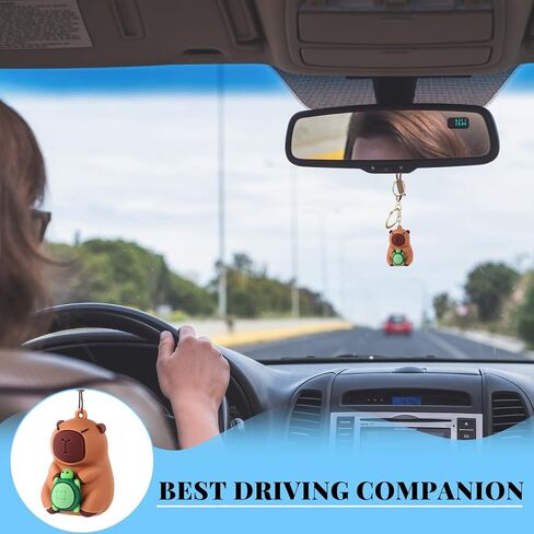 Simgoing Capybara اكسسوارات السيارات الجمالية مرآة السيارة زخرفة معلقة يتأرجح ديكور السيارة الداخلي سيارة الديكور الحيوان كابيبارا قلادة للنساء الرجال المراهقين شاحنة مرآة الرؤية الخلفية in Saudi Arabia