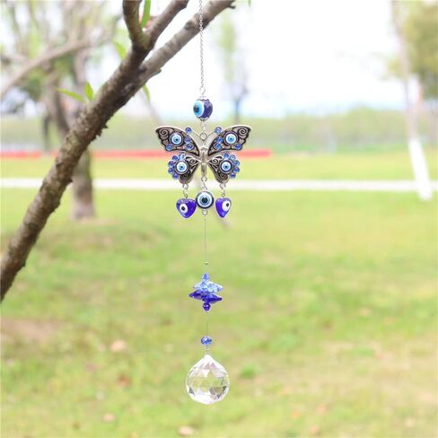 Evil Eye Car Hanging Ornament Blue Evil Eye for Rear View Mirror Evil Eye and Good Luck Charm Window Hanging Sun Catcher Car Amulet Ornament for Protection & Blessing (1pcs Round) in Kuwait
