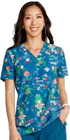 Cherokee Prints Women Scrubs Top V-Neck Print CK671 in Saudi Arabia