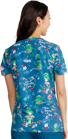 Cherokee Prints Women Scrubs Top V-Neck Print CK671 in Saudi Arabia