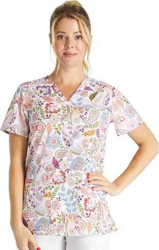 Cherokee Prints Women Scrubs Top V-Neck Print CK671 in Saudi Arabia