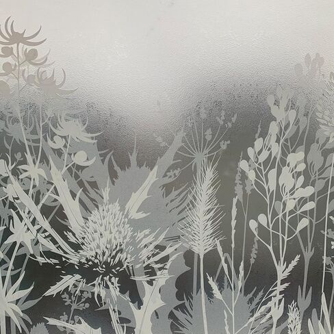 ChicSkin Botanical Etched Glass Transparent Window Film Decorative Glass Window Decor, Thickened Floral White Frost Decorative Window Film, Daisy and Wildflower Privacy Window Film 22.83"X47.24" in Kuwait