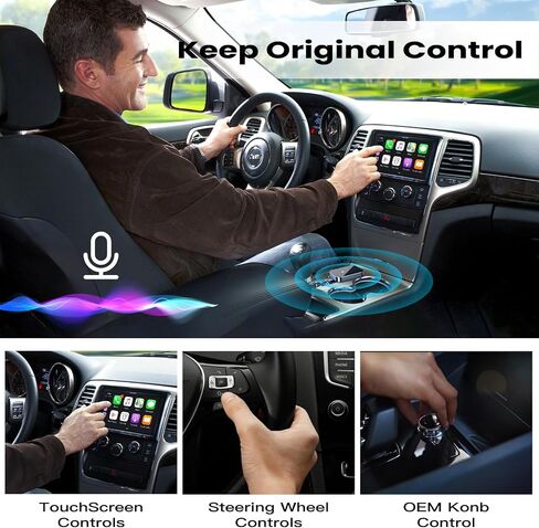 محول Carplay & Android Auto 2 في 1، تحويل سلكي من المصنع إلى سيارات دونجل لاسلكية لأجهزة iPhone وAndroid، التوصيل والتشغيل، 5 جيجا هرتز WiFi وBluetooth 5.3، لنظام iOS 10+ وAndroid 11+ (أسود) in Saudi Arabia
