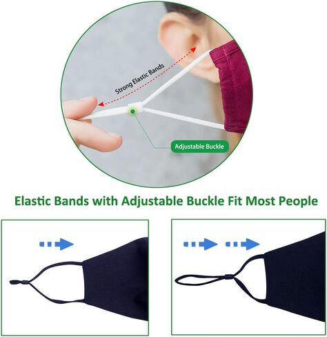 Adjustable Elastic Band Cord String Straps for Mask Sewing, Extra Long 24cm, 50 Pieces Ear Loops for Making Masks Stretchy Rope with Lock Buckle-Black in Saudi Arabia