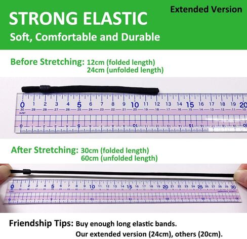 Adjustable Elastic Band Cord String Straps for Mask Sewing, Extra Long 24cm, 50 Pieces Ear Loops for Making Masks Stretchy Rope with Lock Buckle-Black in Saudi Arabia