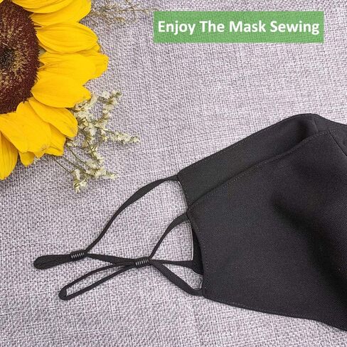Adjustable Elastic Band Cord String Straps for Mask Sewing, Extra Long 24cm, 50 Pieces Ear Loops for Making Masks Stretchy Rope with Lock Buckle-Black in Saudi Arabia