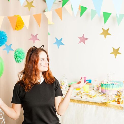 Ruibow جليتر ستار القواطع 3 ألوان الذهب نجوم مزدوجة مطبوعة ورقة نجوم الورق المقوى ستار القواطع ورقة 5.9 بوصة نجمة زينة الحفلات للوحة الإعلانات الفصل الدراسي جدار الحزب (15 قطعة) in Kuwait