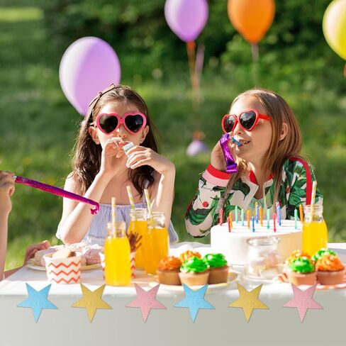 Ruibow جليتر ستار القواطع 3 ألوان الذهب نجوم مزدوجة مطبوعة ورقة نجوم الورق المقوى ستار القواطع ورقة 5.9 بوصة نجمة زينة الحفلات للوحة الإعلانات الفصل الدراسي جدار الحزب (15 قطعة) in Kuwait