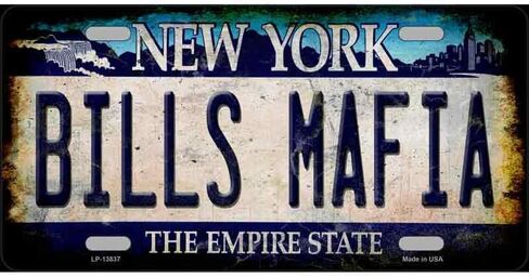 Bills Mafia New York Empire State Metal License Plate Tag Made in The USA in Saudi Arabia