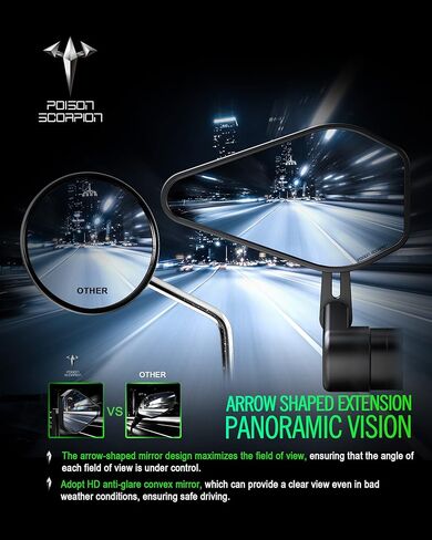 مرايا جانبية للدراجة النارية | السم العقرب المقود مرآة الرؤية الخلفية للطي الجانب الأسود متوافق مع FZ1 FZ6 FZ6R FZ07 FZ09 FZ10 MT07 MT09 MT10 TMAX500 XC155 XJ6 XSR700 XSR900 YP400 YZF600R in Kuwait