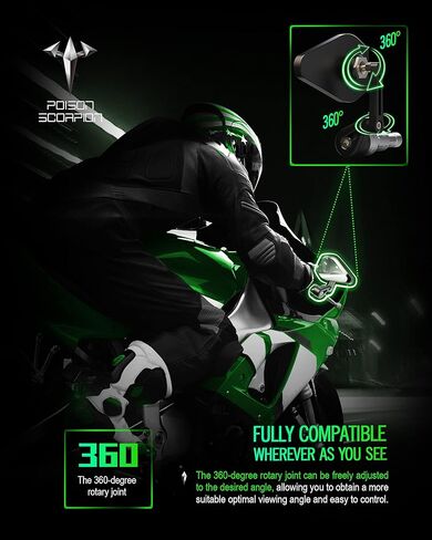 مرايا جانبية للدراجة النارية | السم العقرب المقود مرآة الرؤية الخلفية للطي الجانب الأسود متوافق مع FZ1 FZ6 FZ6R FZ07 FZ09 FZ10 MT07 MT09 MT10 TMAX500 XC155 XJ6 XSR700 XSR900 YP400 YZF600R in Kuwait