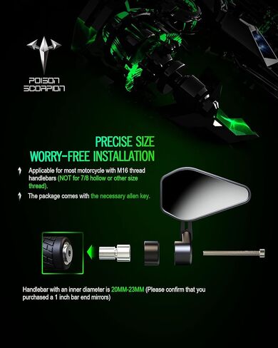 مرايا جانبية للدراجة النارية | السم العقرب المقود مرآة الرؤية الخلفية للطي الجانب الأسود متوافق مع FZ1 FZ6 FZ6R FZ07 FZ09 FZ10 MT07 MT09 MT10 TMAX500 XC155 XJ6 XSR700 XSR900 YP400 YZF600R in Kuwait