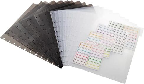 فواصل مؤشر بولي بيندر، فواصل دفتر الملاحظات Discbound لـ 11 قرصًا من المخططين الكلاسيكيين السعيدين، فواصل فواصل Discbound، فواصل مؤشر Tab Binder، أسود شبه شفاف (4 مجموعات، 22 ورقة في المجموع) in Kuwait