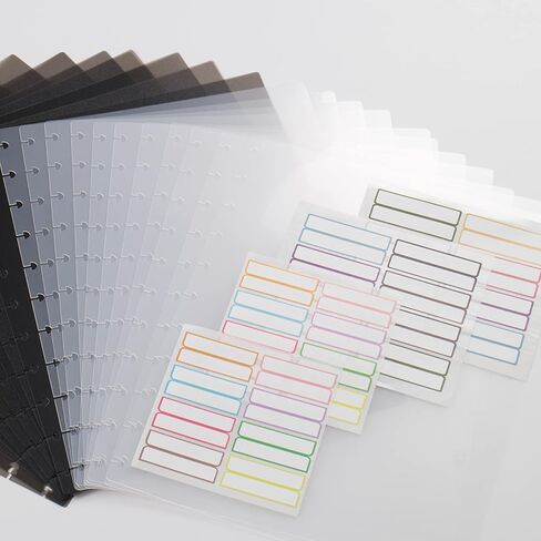 فواصل مؤشر بولي بيندر، فواصل دفتر الملاحظات Discbound لـ 11 قرصًا من المخططين الكلاسيكيين السعيدين، فواصل فواصل Discbound، فواصل مؤشر Tab Binder، أسود شبه شفاف (4 مجموعات، 22 ورقة في المجموع) in Kuwait