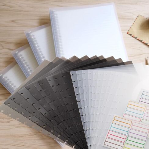 فواصل مؤشر بولي بيندر، فواصل دفتر الملاحظات Discbound لـ 11 قرصًا من المخططين الكلاسيكيين السعيدين، فواصل فواصل Discbound، فواصل مؤشر Tab Binder، أسود شبه شفاف (4 مجموعات، 22 ورقة في المجموع) in Kuwait