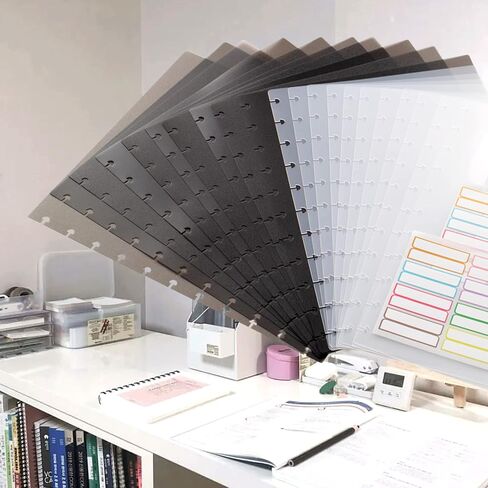 فواصل مؤشر بولي بيندر، فواصل دفتر الملاحظات Discbound لـ 11 قرصًا من المخططين الكلاسيكيين السعيدين، فواصل فواصل Discbound، فواصل مؤشر Tab Binder، أسود شبه شفاف (4 مجموعات، 22 ورقة في المجموع) in Kuwait