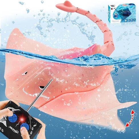 Pool Toys Remote Control Stingray Diving into Water High Simulation Robot Manta ray Fish Rechargeable Battery Remote Control Bathtub Summer Pool Toys Great Gift RC Boat for 8-12 Year Kids Blue in Saudi Arabia