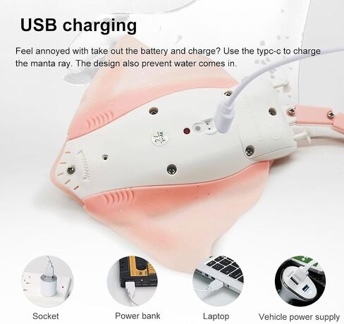 Pool Toys Remote Control Stingray Diving into Water High Simulation Robot Manta ray Fish Rechargeable Battery Remote Control Bathtub Summer Pool Toys Great Gift RC Boat for 8-12 Year Kids Blue in Saudi Arabia