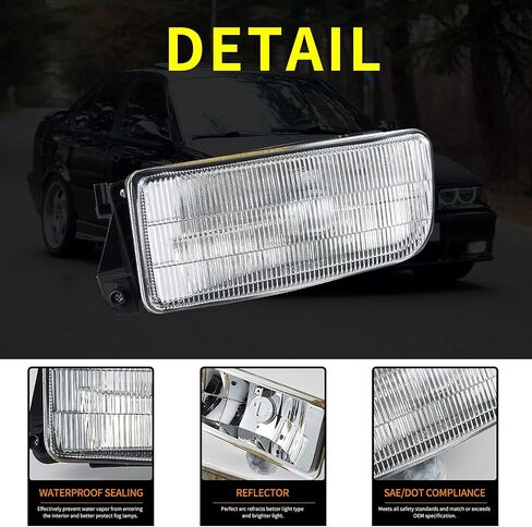 Fog Lights for M3/E36 BMW 3 Series[318i 318is 318ti 320i 323i 323is 325i 325is 328i 328is] 1992-1999 Clear Lens w/H1 Bulbs in Saudi Arabia