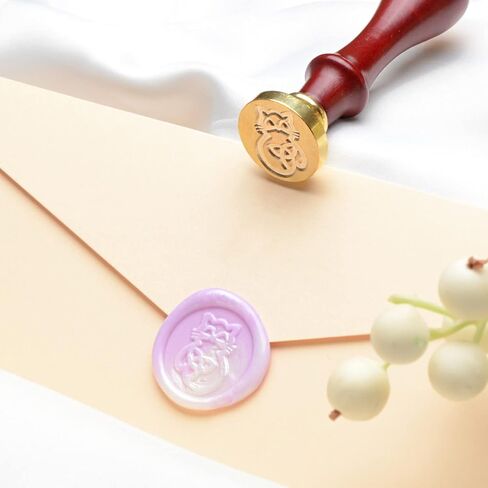 أنماط الحيوانات ختم طوابع الشمع الأختام النحاسية والمقبض الخشبي، مجموعة ختم الشمع لأظرف البطاقات، تغليف الهدايا (الذئب) in Kuwait