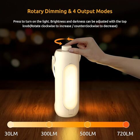 Pluralla Camping Lantern 720LM مع تصميم مصباح يدوي، مصباح تخييم LED قابل لإعادة الشحن 10000 مللي أمبير في الساعة، وقت تشغيل 11 ساعة، عاكس الضوء قابل للنشر متعدد الوظائف للتخييم للإعصار والطوارئ والسفر - رمادي in Kuwait