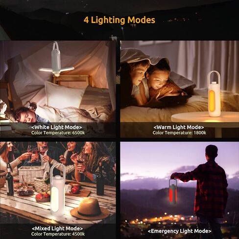 Pluralla Camping Lantern 720LM مع تصميم مصباح يدوي، مصباح تخييم LED قابل لإعادة الشحن 10000 مللي أمبير في الساعة، وقت تشغيل 11 ساعة، عاكس الضوء قابل للنشر متعدد الوظائف للتخييم للإعصار والطوارئ والسفر - رمادي in Kuwait