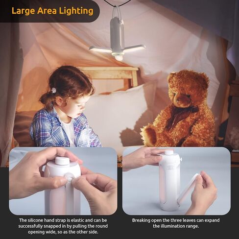 Pluralla Camping Lantern 720LM مع تصميم مصباح يدوي، مصباح تخييم LED قابل لإعادة الشحن 10000 مللي أمبير في الساعة، وقت تشغيل 11 ساعة، عاكس الضوء قابل للنشر متعدد الوظائف للتخييم للإعصار والطوارئ والسفر - رمادي in Kuwait