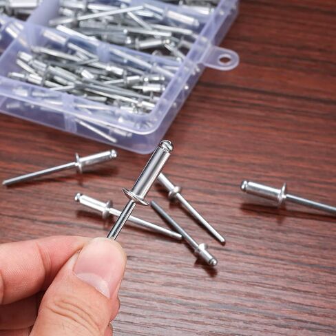 مجموعة متنوعة من 180 قطعة من المسامير البوب، مسامير برشام بوب عمياء من الألومنيوم، مجموعة متنوعة من المسامير البوب ​​العمياء من الألومنيوم، 6 مقاسات، 3.2 × 6 مم/3.2 × 10 مم/4.0 × 10 مم/4.0 × 12 مم/4.8 × 12 مم/4.8 × 16 مم in Kuwait