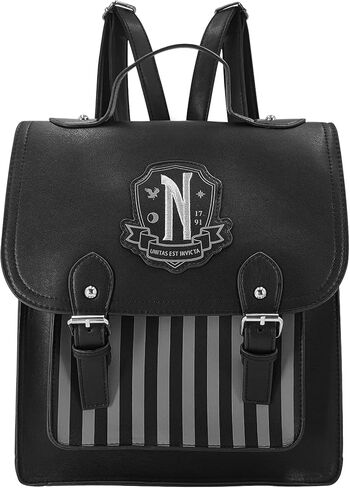 Addams nevermore leather nylon backpack Christmas gifts Role Playing daypack Black New in Saudi Arabia