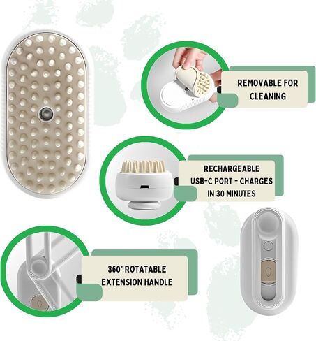 Petkova Pet Steamy Mist Brush Steam Pet Brush for Pet Hair 3-IN-1 Steamy Cat Brush Grooming Brush for Dogs Steam Brush for Cats Remove Flying Fur in Saudi Arabia