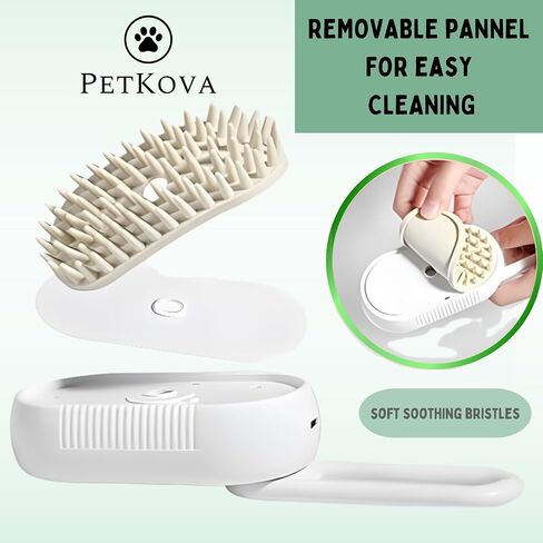 Petkova Pet Steamy Mist Brush Steam Pet Brush for Pet Hair 3-IN-1 Steamy Cat Brush Grooming Brush for Dogs Steam Brush for Cats Remove Flying Fur in Saudi Arabia