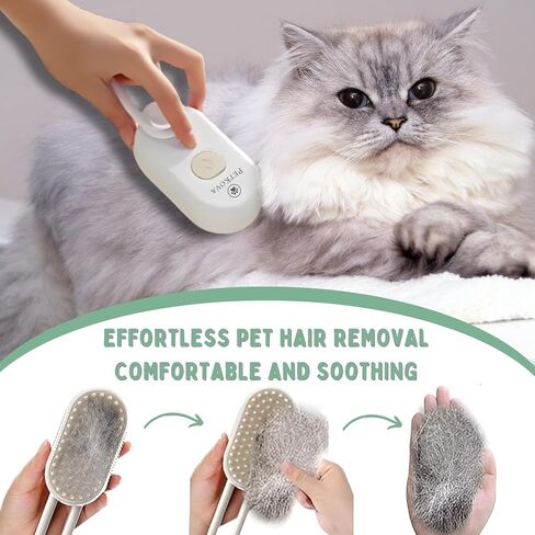 Petkova Pet Steamy Mist Brush Steam Pet Brush for Pet Hair 3-IN-1 Steamy Cat Brush Grooming Brush for Dogs Steam Brush for Cats Remove Flying Fur in Saudi Arabia