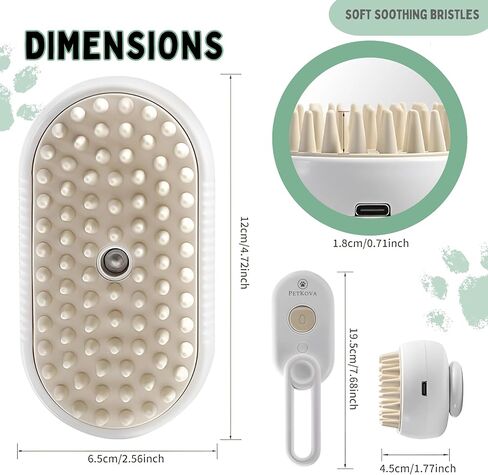 Petkova Pet Steamy Mist Brush Steam Pet Brush for Pet Hair 3-IN-1 Steamy Cat Brush Grooming Brush for Dogs Steam Brush for Cats Remove Flying Fur in Saudi Arabia