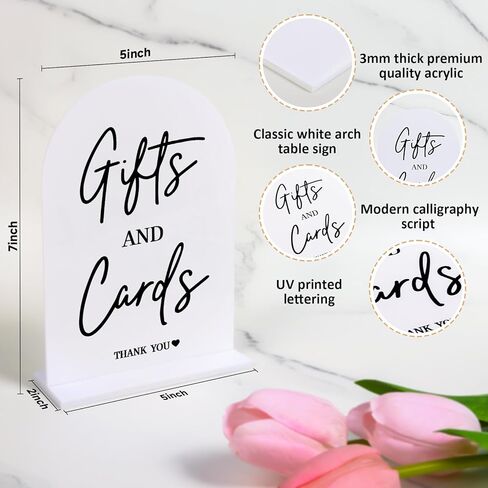 4pcs Acrylic Wedding Signs for Ceremony and Reception, 5x7 Inch White Wedding Signage, Guest Book Sign, Cards and Gifts Sign, Please Take One Sign, In Loving Memory Sign, Wedding Reception Decor in Kuwait