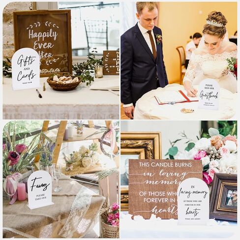 4pcs Acrylic Wedding Signs for Ceremony and Reception, 5x7 Inch White Wedding Signage, Guest Book Sign, Cards and Gifts Sign, Please Take One Sign, In Loving Memory Sign, Wedding Reception Decor in Kuwait