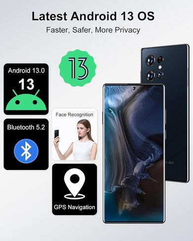 C21 Ultra 5G هاتف خلوي غير مقفل، هاتف ذكي يعمل بنظام Android 13، 6 جيجابايت + 256 جيجابايت، شاشة عالية الدقة 6.8 بوصة، وحدة معالجة مركزية ثماني النواة 6800 مللي أمبير في الساعة، كاميرا 4AI، يدعم شريحتي اتصال/128GSD/GPS/Wi-Fi/الوجه/فتح بصمة الإصبع، أخضر in Kuwait
