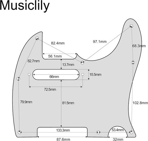 Musiclily Pro سلكي قياسي Tele Pickguard ولوحة تحكم محملة مع التقاطات Artec Alnico 5 مغناطيس للجيتار الكهربائي على طراز TL، 3 طبقات باللون الأبيض in Saudi Arabia
